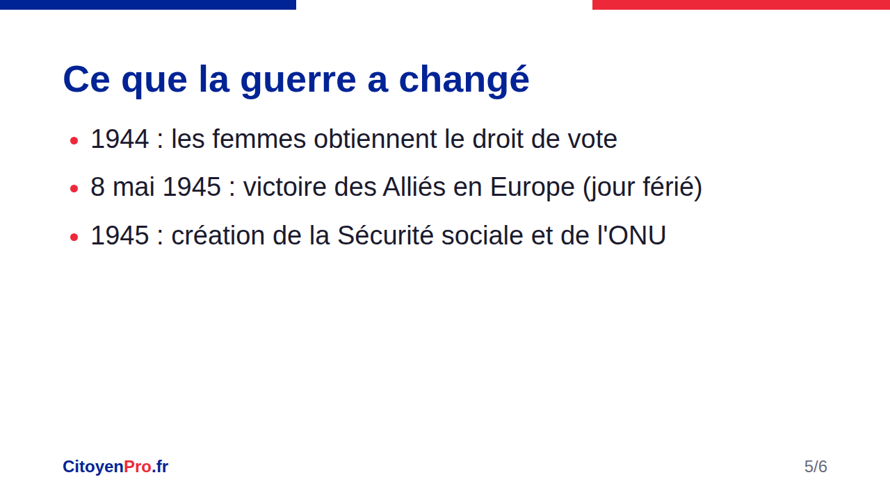 Ce que la guerre a changé
